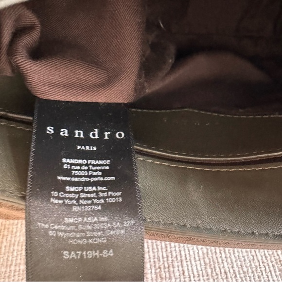 SANDRO Paris Bonnie Leather & Suede Crossbody Bag - Olive - Picture 6 of 10
